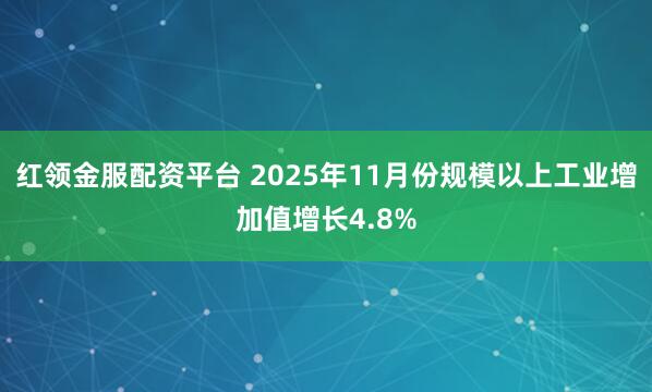 红领金服配资平台 2025年11月份规模以上工业增加值增长4.8%