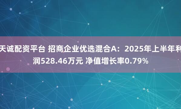 天诚配资平台 招商企业优选混合A：2025年上半年利润528.46万元 净值增长率0.79%